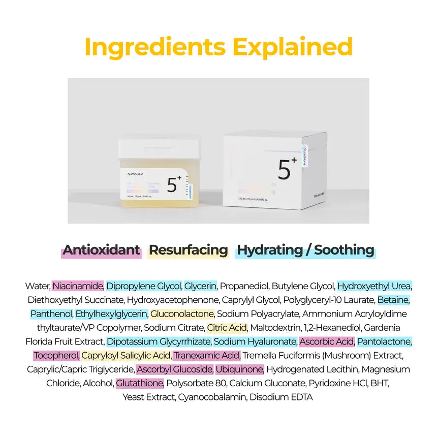 NUMBUZIN - No.5 Vitamin-Niacinamide Concentrated Pad - 70 Pads