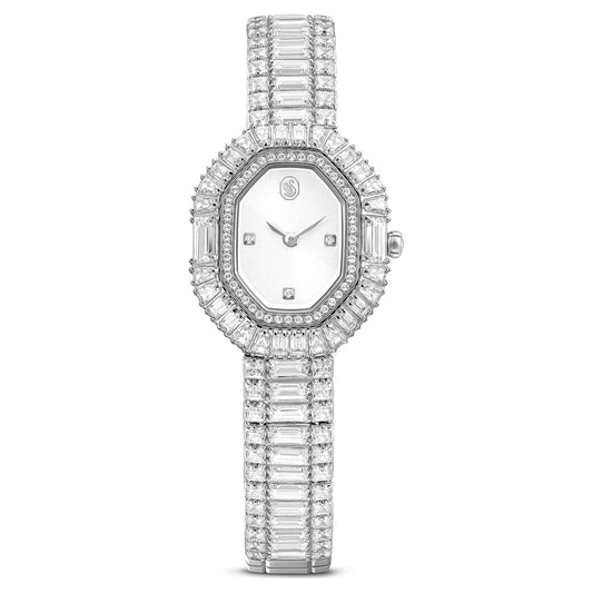 SWAROVSKI - Matrix Octagon watch, Baguette cut, Metal bracelet, Silver tone, Stainless steel