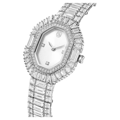 SWAROVSKI - Matrix Octagon watch, Baguette cut, Metal bracelet, Silver tone, Stainless steel