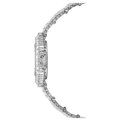 SWAROVSKI - Matrix Octagon watch, Baguette cut, Metal bracelet, Silver tone, Stainless steel