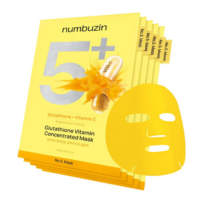 NUMBUZIN - No.5+ Glutathione Vitamin Concentrated Mask - (Single Sheet)