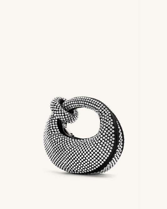 JWPEI - Abacus Artificial Crystal Mini Top Handle Bag - BLACK