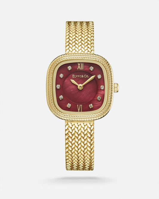 Elvvi & Co Women's Watch Gold/Burgundy