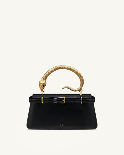 JWPEI - Elena Snake Handle Top Handle Bag - BLACK