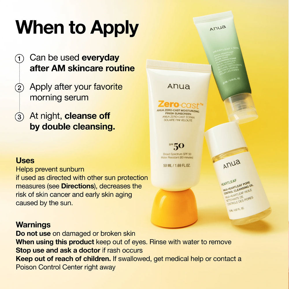 Anua Zero-Cast Moisturizing Finish Sunscreen
