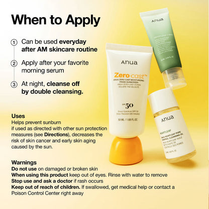 Anua Zero-Cast Moisturizing Finish Sunscreen