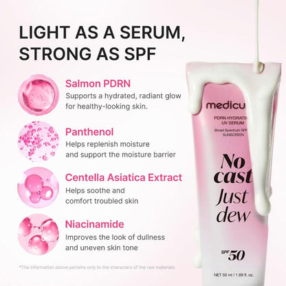MEDICUBE - PDRN Hydrating UV Serum - No Cast Just Dew SPF 50+ Sunscreen - 50ml
