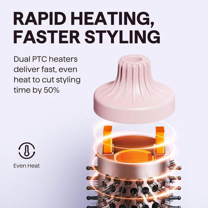 Wavytalk Thermal Brush, Blowout Boost 1.5 inch Heated Round Brush for Blowout Look (Pink)