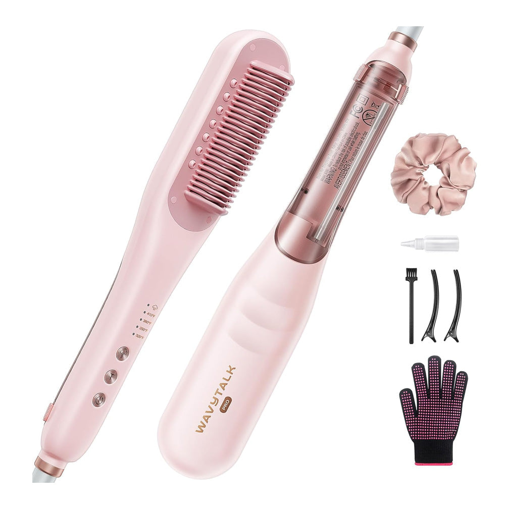 Wavytalk Pro Steam Hair Straightener Brush, Steamline Pro 3 in 1 Straightening Brush