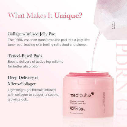 MEDICUBE - PDRN Pink Collagen Toning Gel Toner Pad - 70 Pads