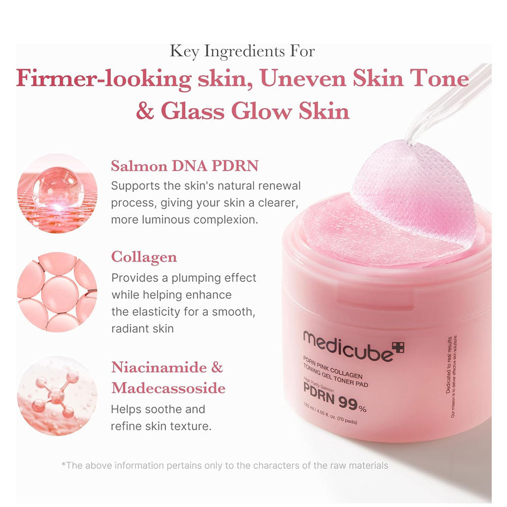 MEDICUBE - PDRN Pink Collagen Toning Gel Toner Pad - 70 Pads