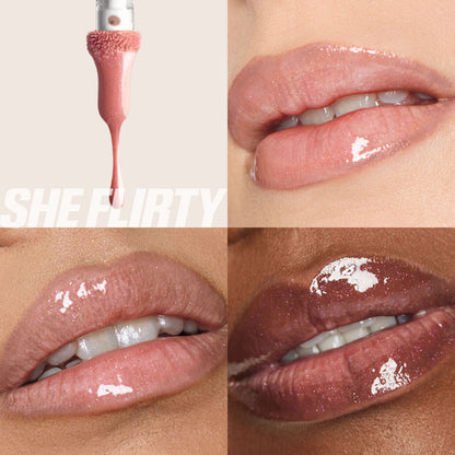 HUDA BEAUTY - Icy Nude FAUXFILLER Lip Gloss - SHE FLIRTY