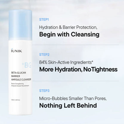 iUNIK - Beta-Glucan Barrier Ampoule Cleanser - 120ml