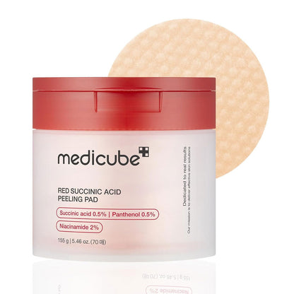 MEDICUBE Red Succinic Acid Panthenol Facial Peeling Pads - 70 Pads