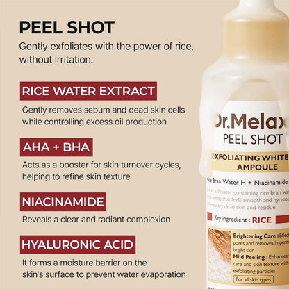 Dr.MELAXIN - Peel Shot Exfoliant White Rice Ampoule - 80ml