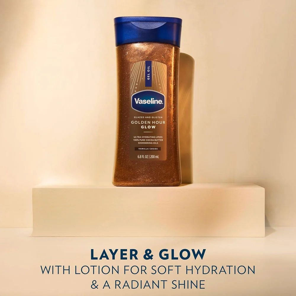 VASELINE -  Glazed and Glisten Golden Hour Body Glow Gel Oil - 200ml
