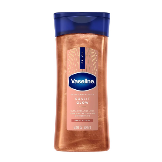VASELINE -  Glazed & Glisten Sunlit Glow Body Gel Oil - Vanilla Cocoa Shimmering Moisturizing Body Oil - 200ml