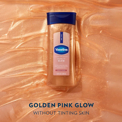 VASELINE -  Glazed & Glisten Sunlit Glow Body Gel Oil - Vanilla Cocoa Shimmering Moisturizing Body Oil - 200ml