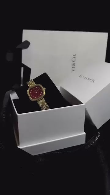 Elvvi & Co Women's Watch Gold/Burgundy